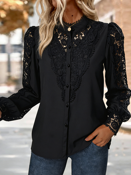 

Elegant Lace Long Sleeve T-shirt, Color4, T-shirts