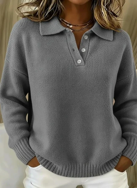 

Shawl Collar Loose Casual Plain Sweater, Gray, Sweaters & Cardigans