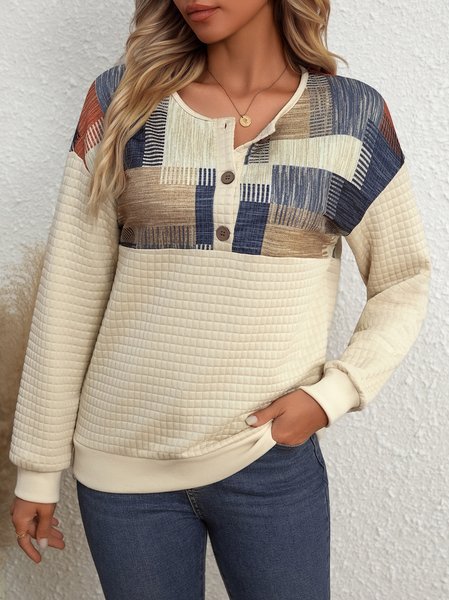 

Vintage Crew Neck Geometric Sweatshirt Printing, Camel, Hoodies & Sweatshirts