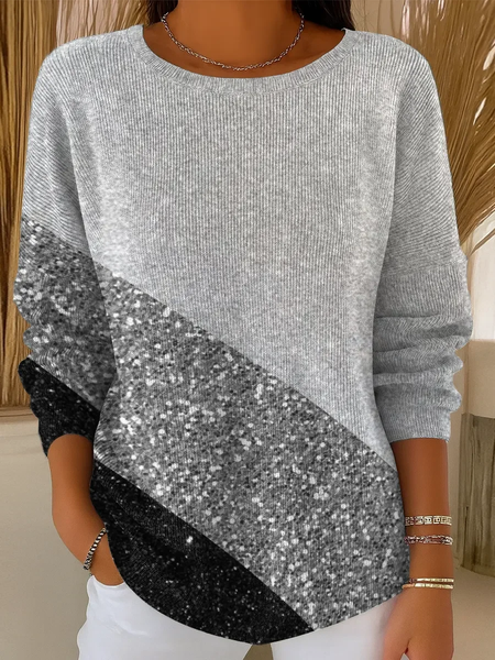 

Casual Printing Crew Neck Abstract Sweater, Gray, Sweaters