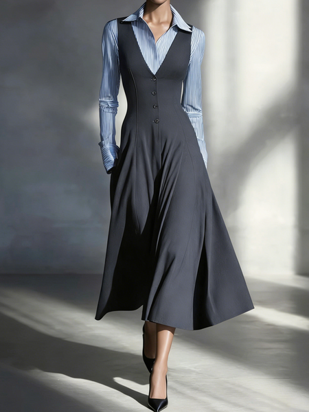 

Urban Plain V Neck Midi Dress, Gray, Midi Dresses