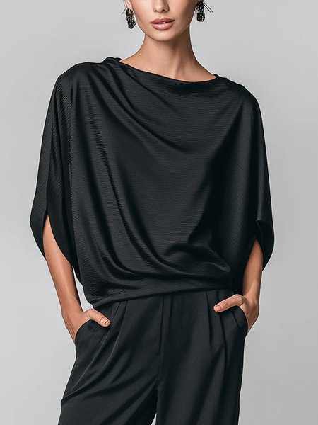 

Urban Plain Boat Neck Blouse, Black, Blouses and Shirts