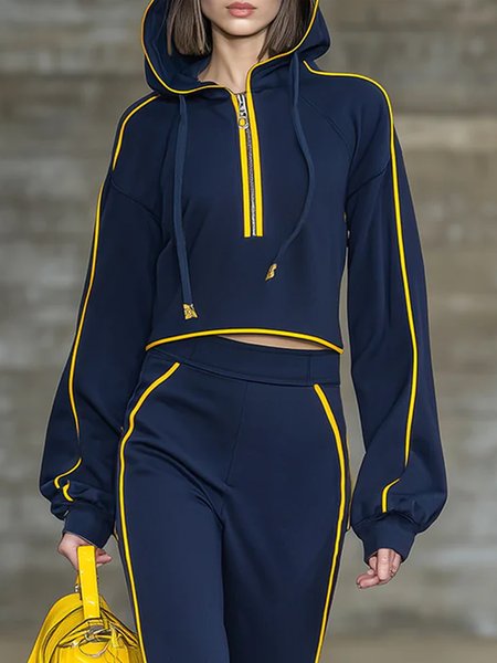 

Casual Color Block Zipper Raglan Sleeves Hoodie, Navy blue, Hoodies and Sweatshirts