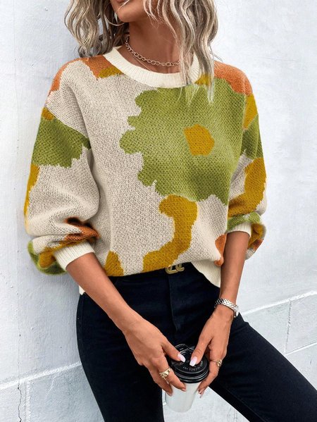 

Urban Floral Split Joint Sweater, Green, Sweaters