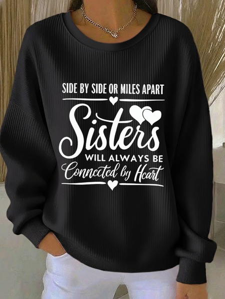 

Text Letters Printing Casual Sweatshirt, Black, Sweatshirts & Hoodies