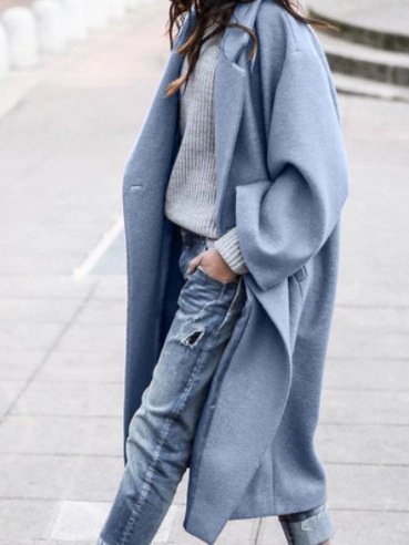 

Shawl Collar Simple Plain Coat, Blue, Coats