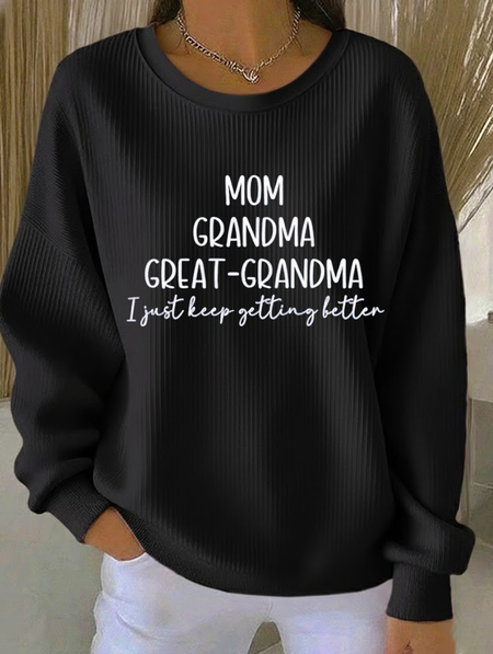 

Casual Crew Neck Text Letters Sweatshirt Printing, Black, Hoodies & Sweatshirts