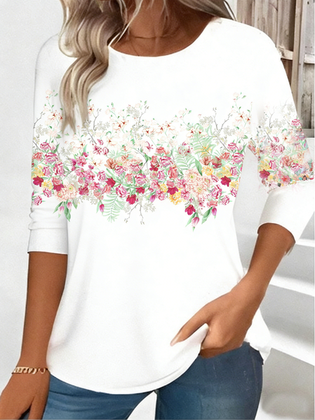 

Casual 3D Printing Crew Neck Long Sleeve T-shirt, White, T-shirts