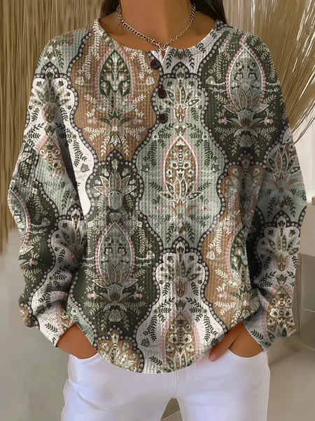 

Casual Crew Neck Floral Sweatshirt Printing, As picture, Hoodies & Sweatshirts