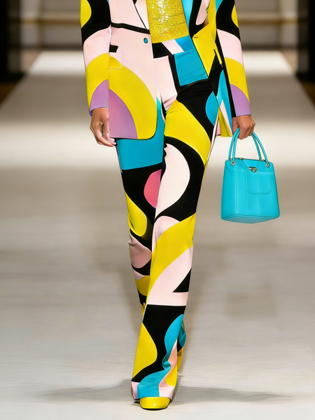 

Urban Leopard Printing Straight Pants, As picture, Pants