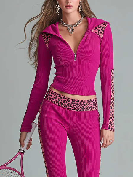 

Urban Color Block Zipper Hoodie Blouse, Pink, Blouses and Shirts