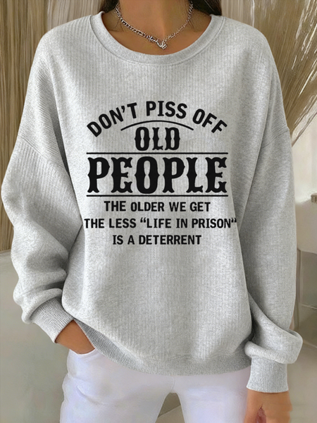 

Vintage Crew Neck Letter Pattern Sweatshirt, Light gray, Hoodies & Sweatshirts