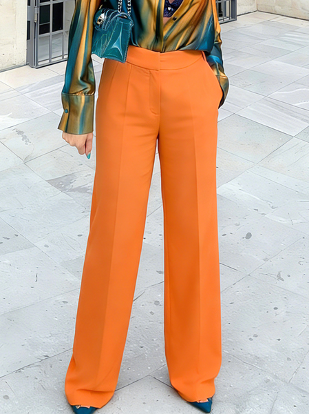 

Urban Plain Straight Pants, Orange, Pants