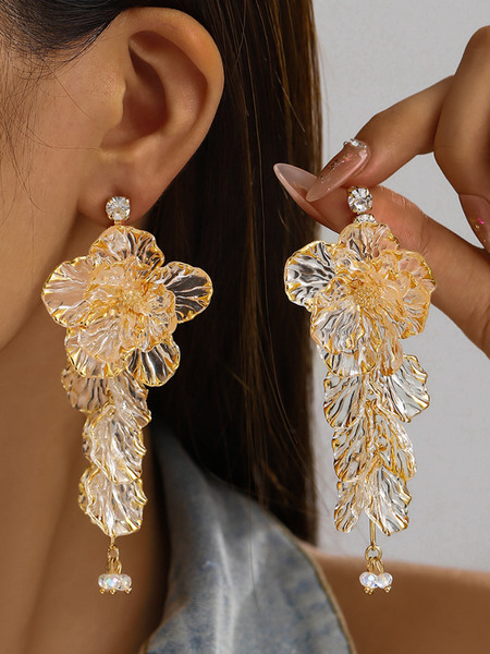 

Tassel Flower Earrings Stylish And Sophisticated Flower Earrings, Champagne, Earrings