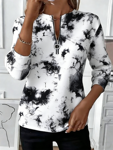 

Vintage Crew Neck Tie-Dye Pattern Sweatshirt, Black-white, Hoodies & Sweatshirts