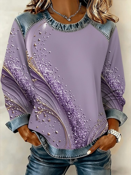 

Vintage Crew Neck Abstract Sweatshirt Printing, Purple, Hoodies & Sweatshirts