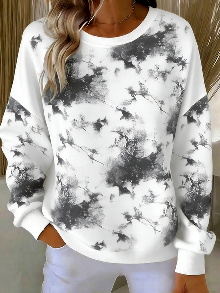 

Vintage Crew Neck Tie-Dye Pattern Sweatshirt, Light gray, Hoodies & Sweatshirts