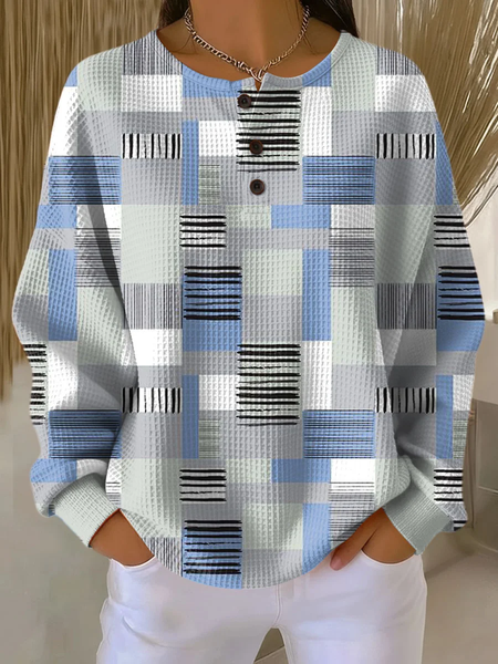 

Casual Crew Neck Abstract Sweatshirt Printing, Blue, Hoodies & Sweatshirts