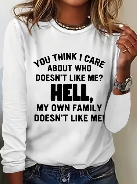 

Women Text Letters Long Sleeve Tee T-shirt Crew Neck Printing Casual Graphic Tee Spring/Fall Top, White, T-Shirts