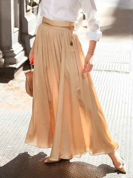 

Urban Ruched Plain Maxi Skirt No Belt, Apricot, Skirts