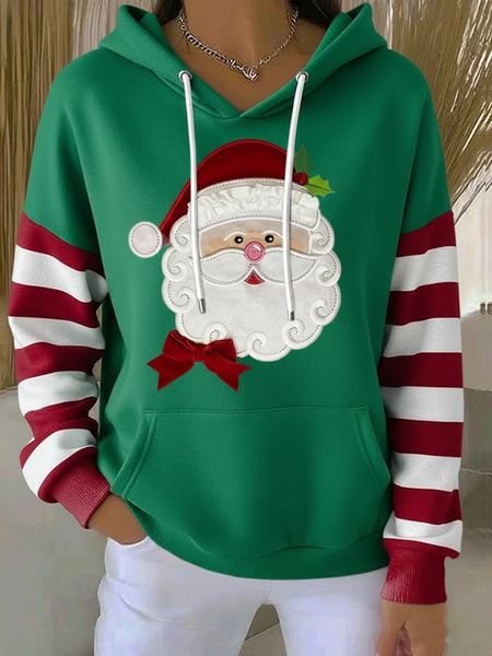 

Women Striped Spring/Fall Printing Long Sleeve Casual Daily Hoodie, Green, Sweatshirts & Hoodies