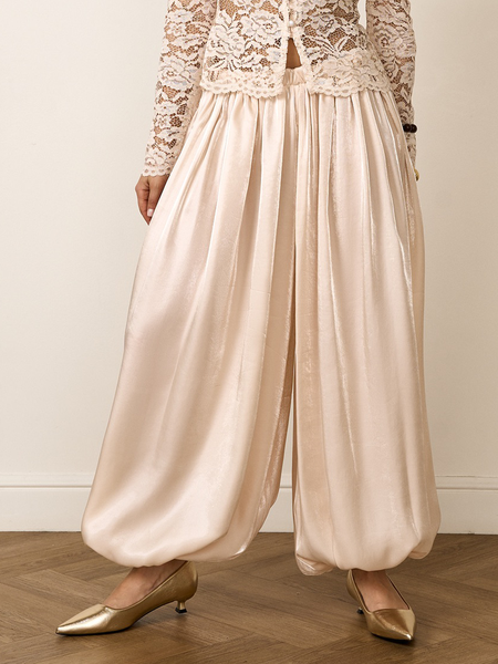 

Elegant Plain Bloomers Pants, Apricot, Pants