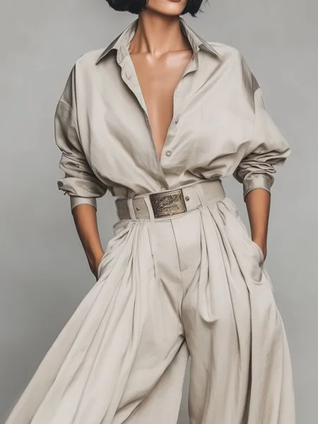 Urban Plain Shirt Collar Shirt