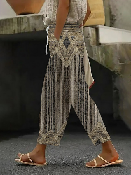 

Women Abstract Long Pants Casual Spring/Fall Trousers, As picture, Pants