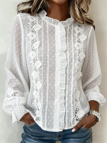 

Plain Elegant Loose Shirt, White, Blouses & Shirts