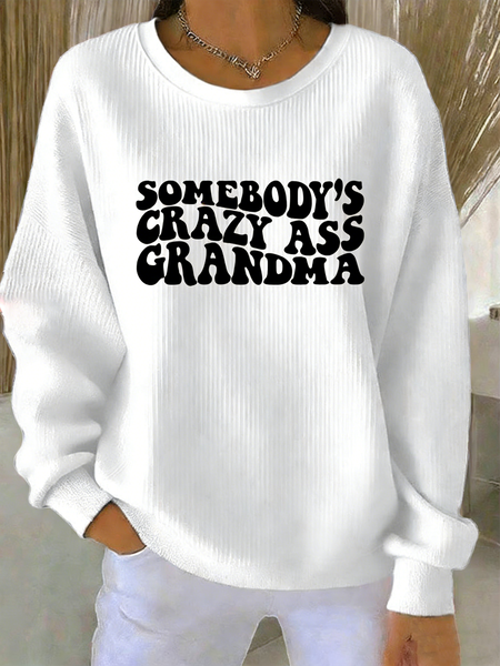 

Vintage Crew Neck Letter Pattern Sweatshirt, White, Hoodies & Sweatshirts