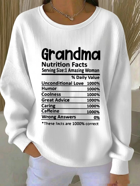 

Casual Crew Neck Text Letters Sweatshirt Printing, White, Hoodies & Sweatshirts