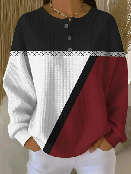 

Women Abstract Crew Neck Printing Casual Spring/Fall Long Sleeve Sweatshirt, Red, Sweatshirts & Hoodies