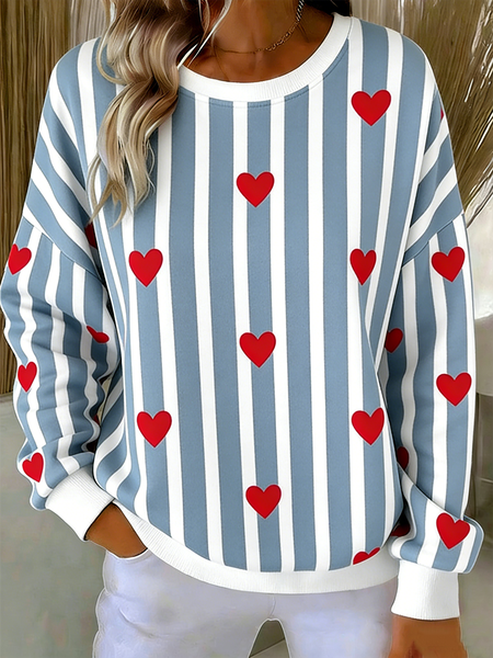 

Vintage Crew Neck Striped Sweatshirt, White, Hoodies & Sweatshirts