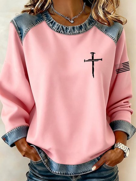 

Casual Crew Neck 3D Printing Sweatshirt, Pink, Hoodies & Sweatshirts