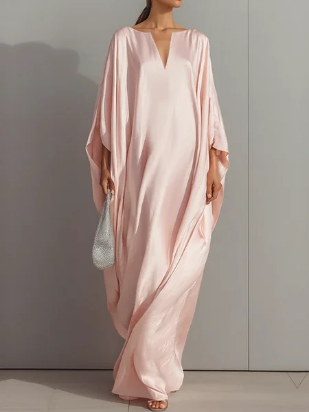 

Urban Plain Notched Maxi Dress, Pink, Maxi Dresses