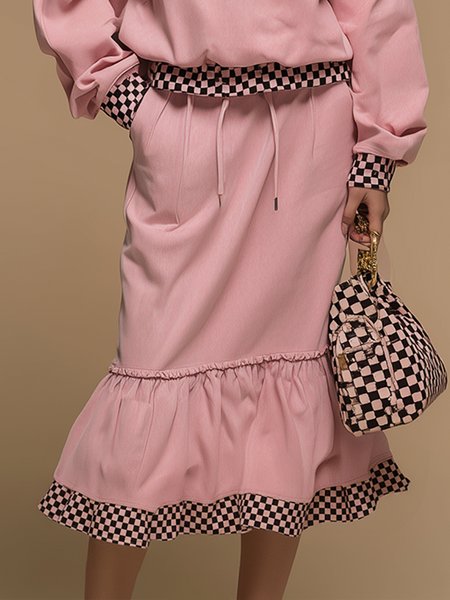 

Casual Checkerboard Grid Mermaid Skirt, Pink, Skirts