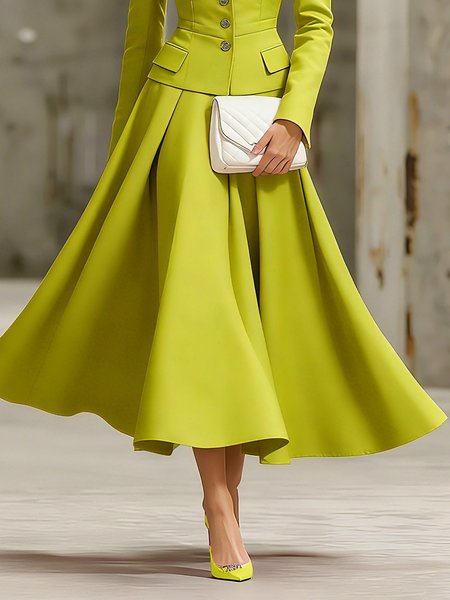 

Elegant Plain Maxi Skirt, As picture, Skirts