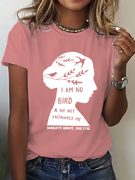 

Casual Text Letters Crew Neck Short Sleeve T-shirt, Orange pink, T-shirts