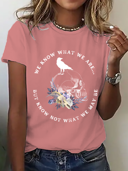 

Casual Text Letters Crew Neck Short Sleeve T-shirt, Orange pink, T-shirts