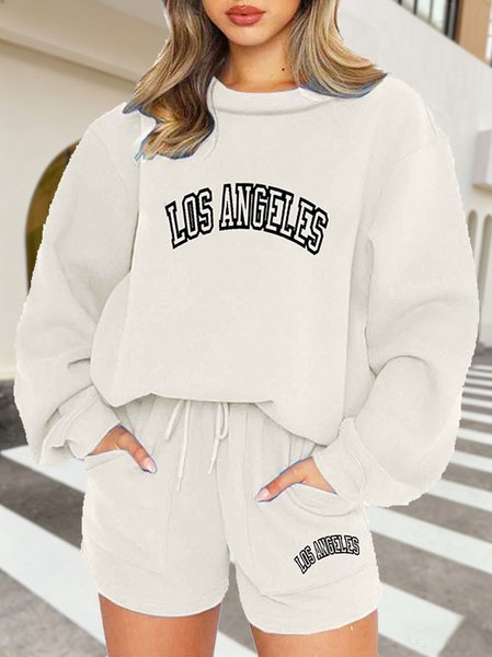 Women Letter Pattern Two-Piece Set Daily Long Sleeve Casual Winter Top With Pants Matching Set