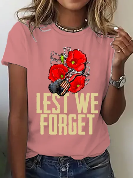 

Casual Text Letters Crew Neck Short Sleeve T-shirt, Orange pink, T-shirts