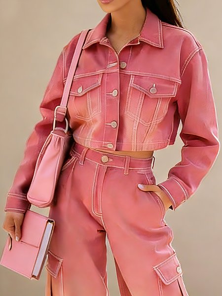 

Casual Buttoned Ombre Shawl Collar Denim Coat, Pink, Jackets