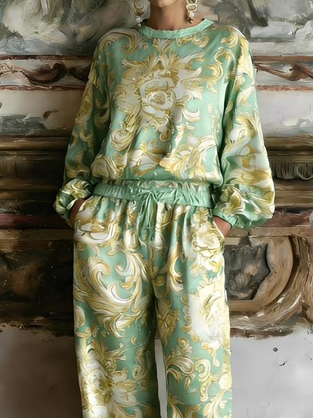 

Casual Ethnic Crew Neck Blouse, As picture, Blouses and Shirts