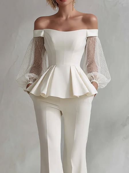 

Elegant Plain Cold Shoulder Blouse, White, Blouses and Shirts