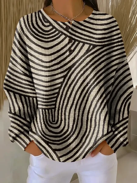 

Women Abstract Crew Neck Printing Casual Spring/Fall Long Sleeve Sweatshirt, Apricot, Sweatshirts & Hoodies