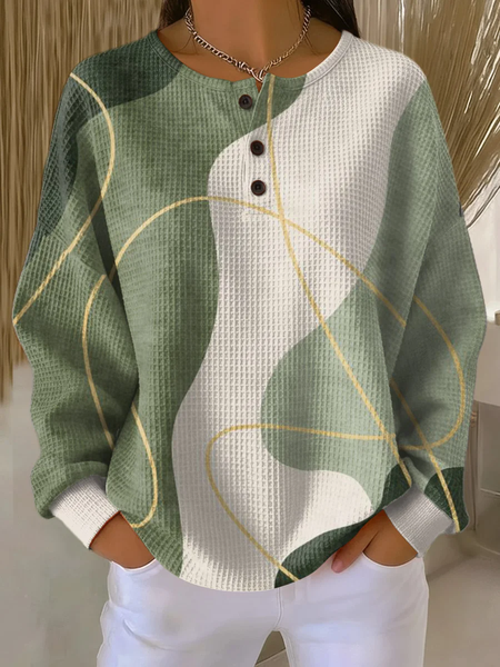 

Women Abstract Crew Neck Printing Casual Spring/Fall Long Sleeve Sweatshirt, Green, Sweatshirts & Hoodies