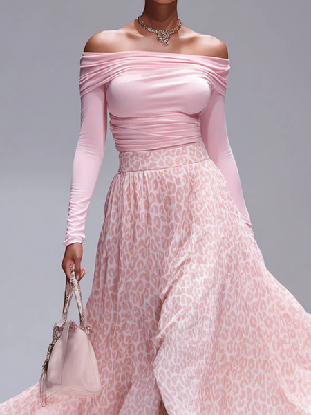 

Elegant Plain Cold Shoulder Blouse, Pink, Blouses and Shirts