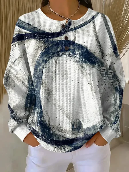 

Women Abstract Crew Neck Printing Casual Spring/Fall Long Sleeve Sweatshirt, White, Sweatshirts & Hoodies