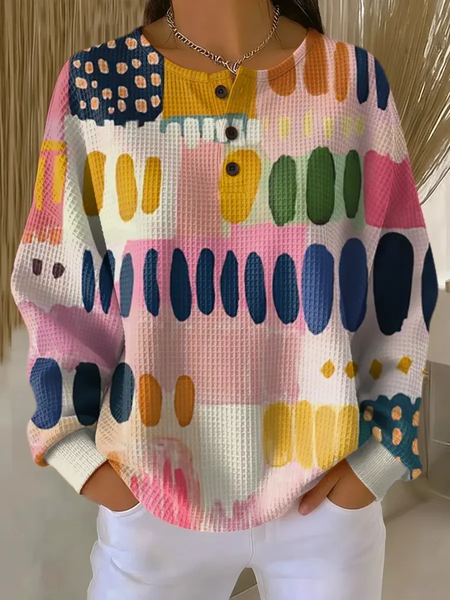 

Women Abstract Crew Neck Printing Casual Spring/Fall Long Sleeve Sweatshirt, As picture, Sweatshirts & Hoodies