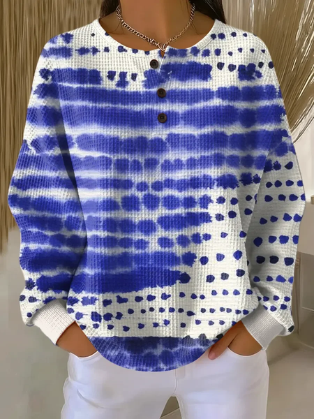 

Women Abstract Crew Neck Printing Casual Spring/Fall Long Sleeve Sweatshirt, Blue, Sweatshirts & Hoodies